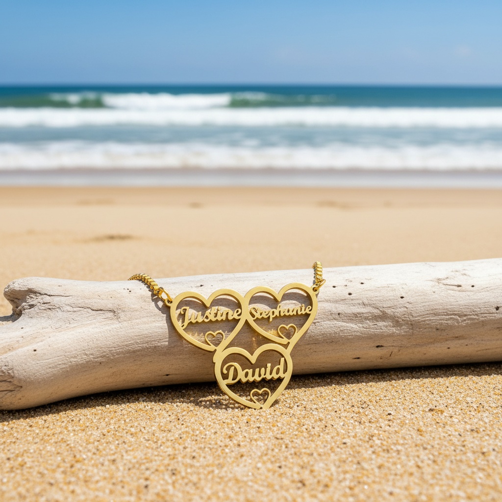 Personalized Stainless Steel Heart Name Necklace, Custom Gift